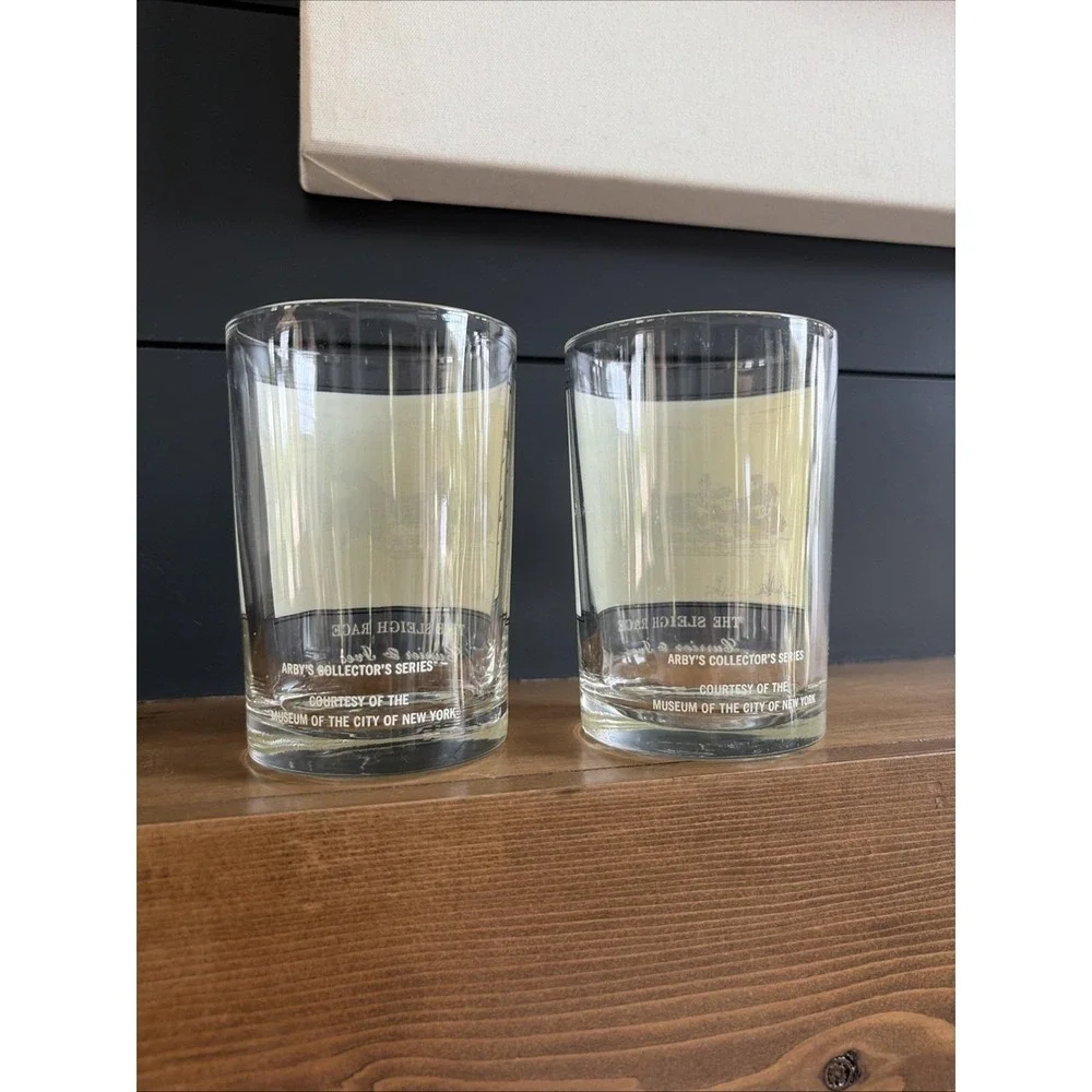 Lot 2, 1981 Currier & Ives The Sleigh Race Arby's Collector's Series 12 oz Glass